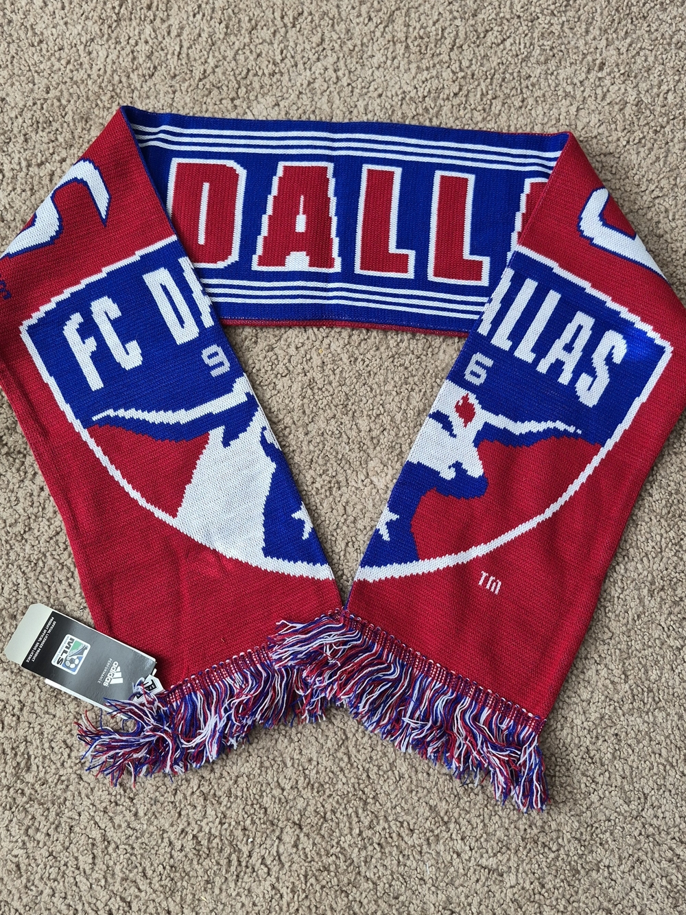 Adidas MLS FC Dallas Red Blue Knit Soccer Scarf One Size